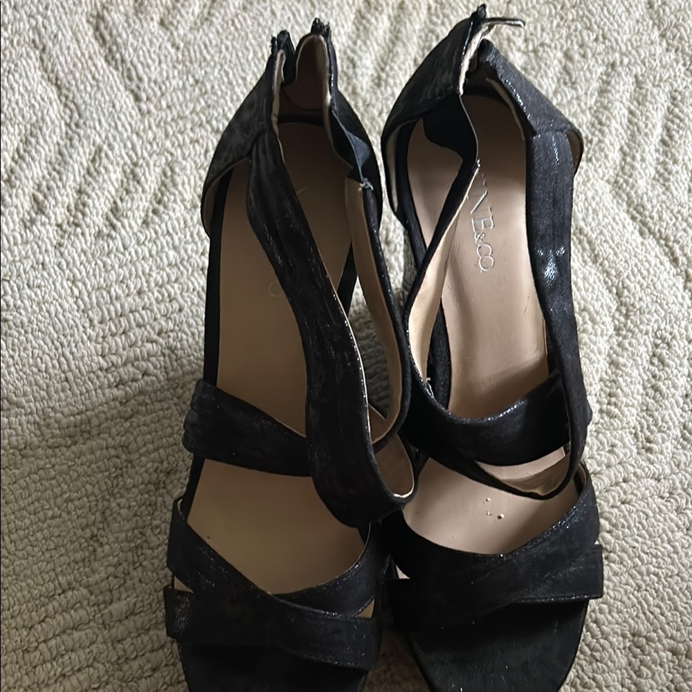 Nine & Co Black Stiletto Heels with Ankle Straps